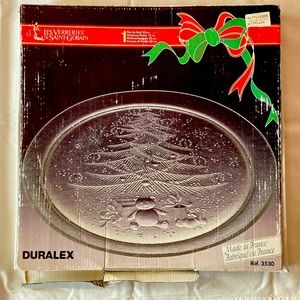 Etched Glass Christmas Tree Cookie Food Platter